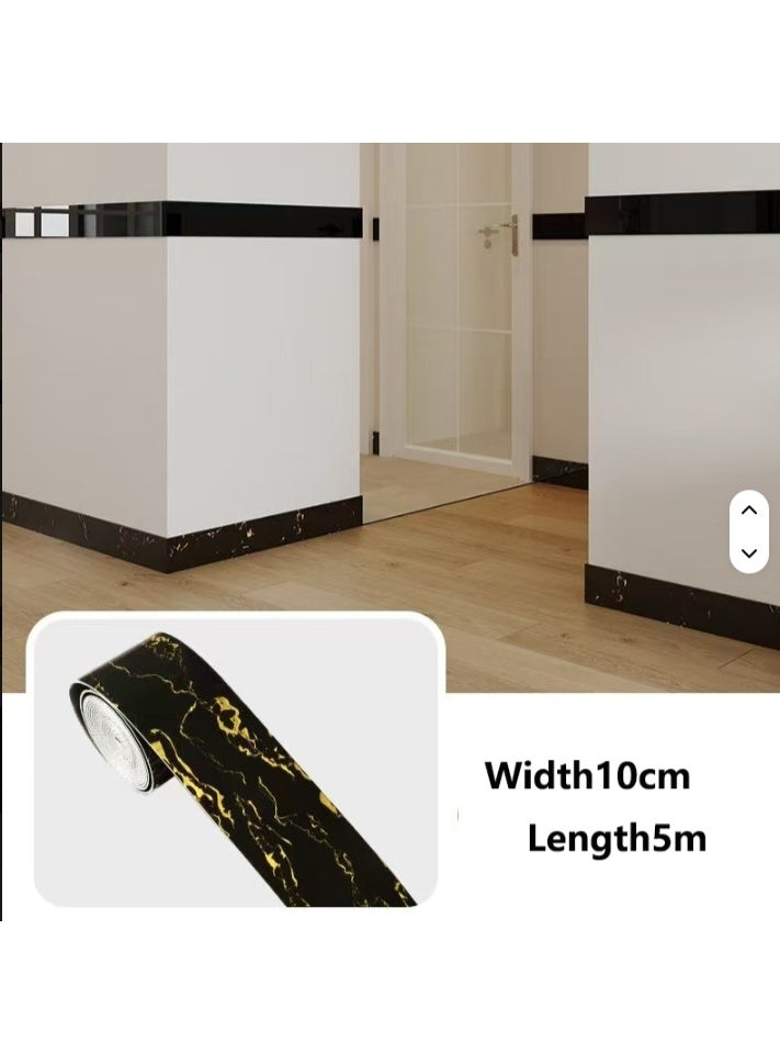 43℃ لفة واحدة من ملصقات الحواف ذاتية اللصق، ورق لاصق لامع بنقشة الرخام، مناسب لغرف المعيشة والمطابخ وغرف النوم والحمامات، مقاس 10 سم × 5 م - Image 1